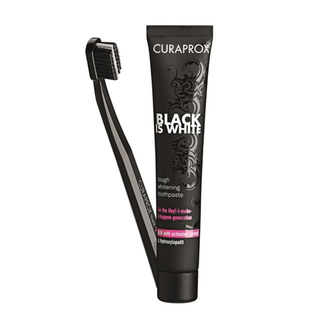 Curaprox Black is White Kit Pasta de dentes 90 ml + Escova de dentes